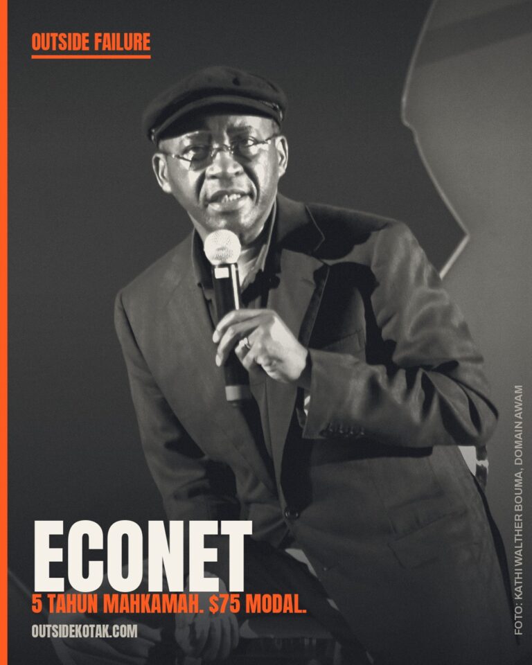 Econet — poster editorial Outside Kotak dengan foto Strive Masiyiwa